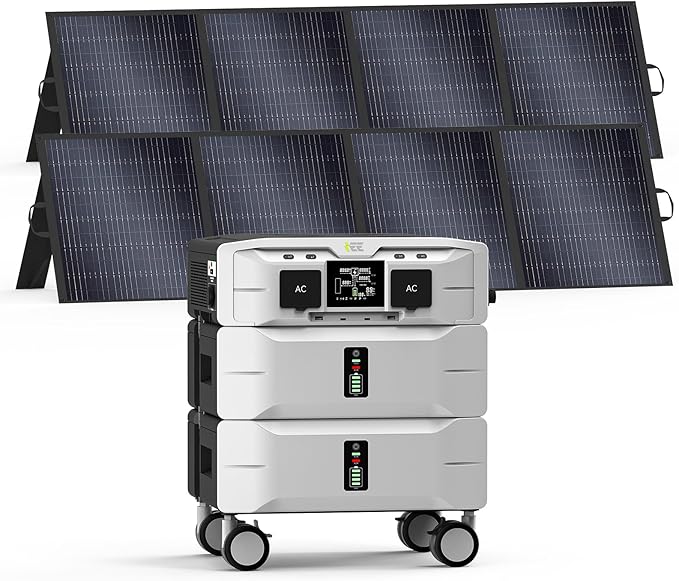 IEE 5120Wh Portable Power Station SP5000 with 2×200W Solar Panel, 120/240V 5000W(Peak 9000W) AC Output Solar Generator, Expandable Capacity, LFP Battery Generator for Home Use, Power Outages, RVs