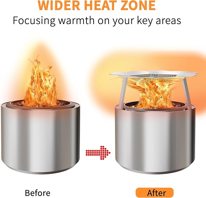 Heat Deflector for Solo Stove Bonfire 19.5", Portable 304 Stainless Steel Bonfire Heat Deflector, Fire Pit Heat Diffuser with Carrying Handle & Leg for Solo Stove Accessories Easy to Install