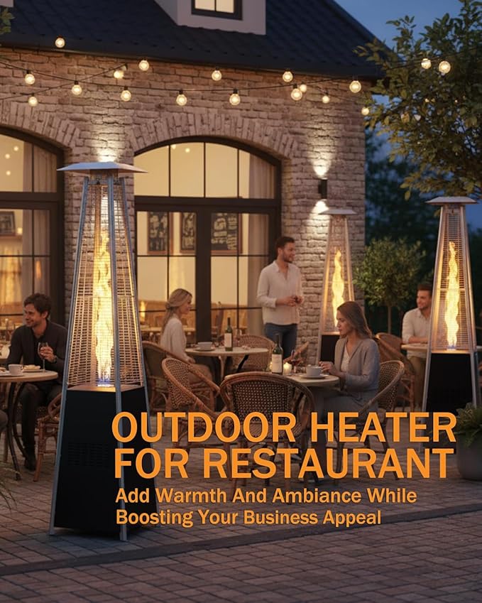 Pyramid Patio Heater for Outdoor Use, 48000 BTU Fast Heating Propane with Wheels & Weatherproof Cover, Triple Protection System Outdoor Heaters for Patio, Yard, Pool, Garden (2 Black Heater)