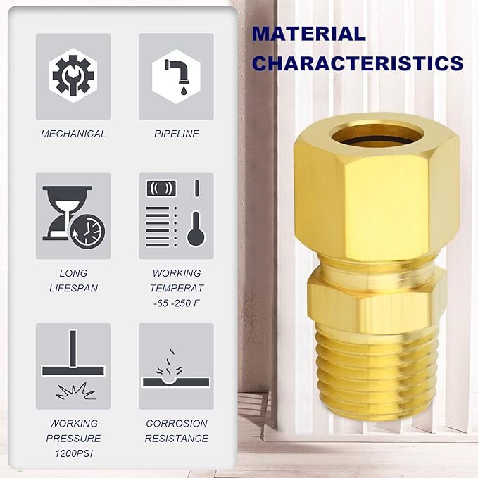 ChillWaves Brass Compression Tube Fitting, 3/4" OD x 3/4" NPT Male Compression Union Connector(2-PACK)