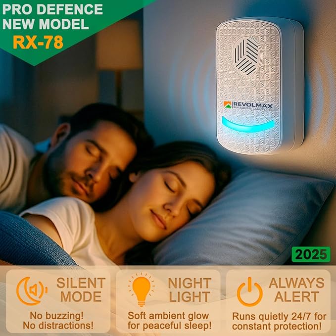 RX-24, Ultrasonic Pest Control Repeller - Electronic & Ultrasound, Indoor Plug-in Repellent - Get rid of - Rodents, Mice, Squirrels, Bats, Insects, Bed Bugs, Ants, Fleas, Spiders, Roaches (2Pack)