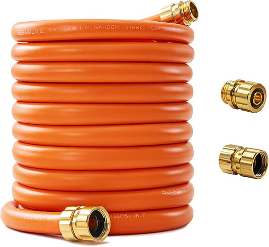 5/8" x 100ft Hybrid Garden Hose, Custom Length, -40°F to 150°, All-weather, NO Kink, Flexible, Leakproof water Hose With Additional Customizable Solid GHT Fittings