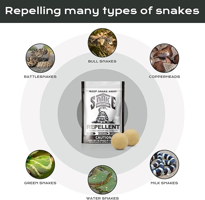 12 Pack Keep Snake Away Repellent for Home Yard Powerful, Natural Snakes Balls for Snakes Rats and Other Pests, Used in Yard Lawn Garden Camping Fishing, Safe for Human, Pet, Snakes and Plants