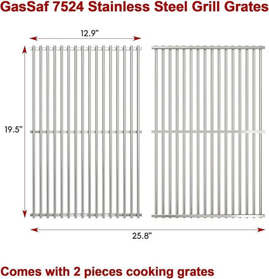 GasSaf 19.5" Grill Grates for Weber Genesis 300, Weber Genesis Grill Grates 7524 7528, 7MM SUS304 Replacement Parts for E310 E320 E330 S310 S320 S330(2007-2016), Pit Boss PB700 Series Cooking Grids