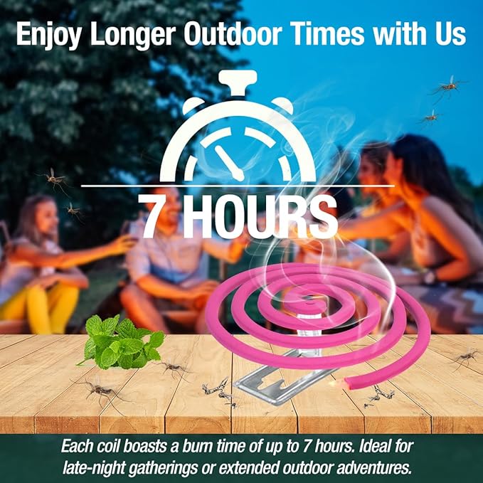 20 Pack Mosquito Repellent Coils, Plant Based Citronella Mosquito Repellent Indoor Outdoor Bug Repellent for Patio Yard Camping, 7 Hour Protection, 1 Holder and 2 Stands