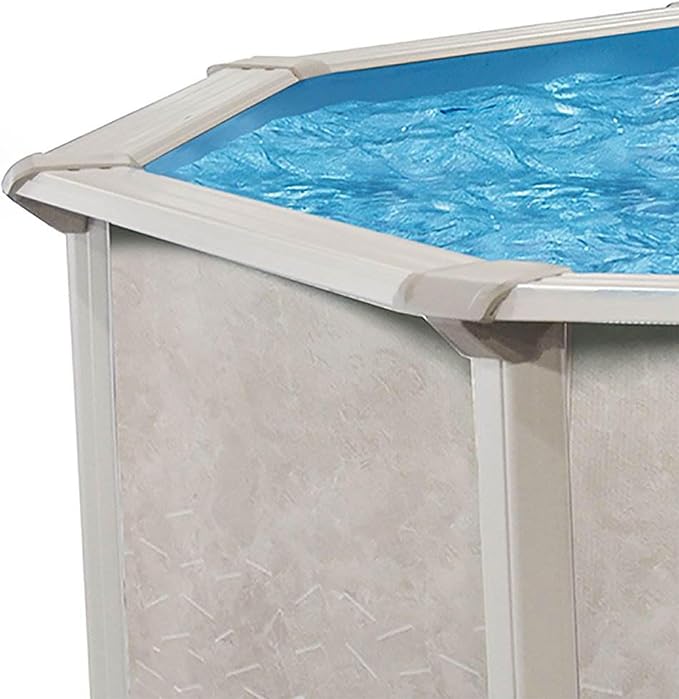 Aquarian Above Ground Swimming Pool, Phoenix Steel-Frame, Round, 21' x 52", Tan - Large Heavy-Duty Outdoor Family Pool for Backyard, Patio, and Yard