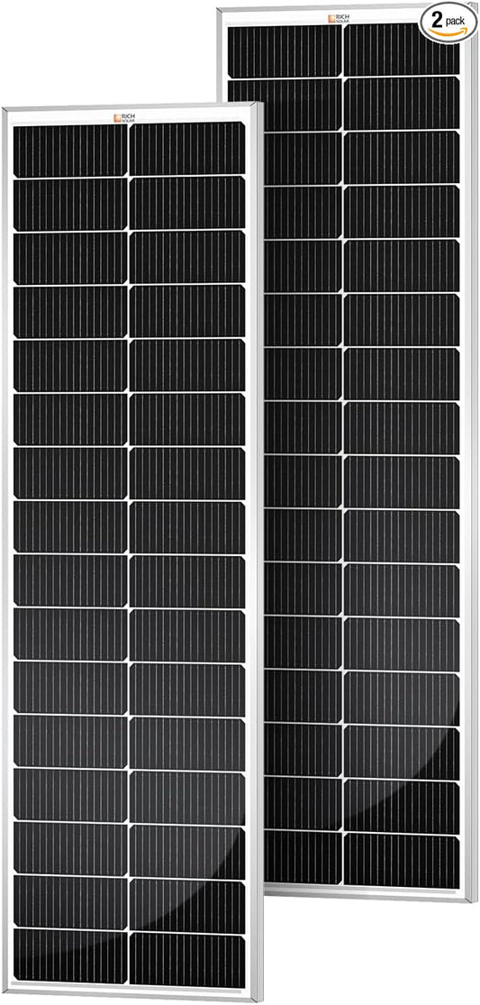 RICH SOLAR MEGA 100 Slim 2 Pack of 100 Watt Monocrystalline Solar Panel for RV, Trailer, Motorhome