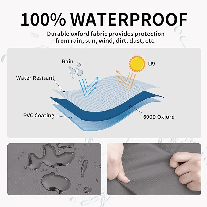 Easy-Going Outdoor Sofa Cover Heavy Duty Patio Furniture Loveseat Couch Bench Cover Windproof Durable (85Wx37Dx35H inch, Gray/Dark Gray)