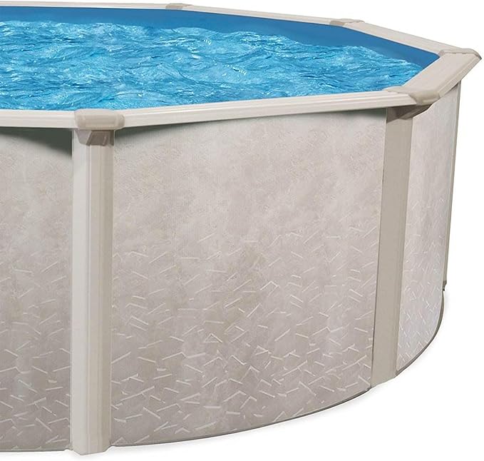 Aquarian Above Ground Swimming Pool, Phoenix Steel-Frame, Round, 21' x 52", Tan - Large Heavy-Duty Outdoor Family Pool for Backyard, Patio, and Yard