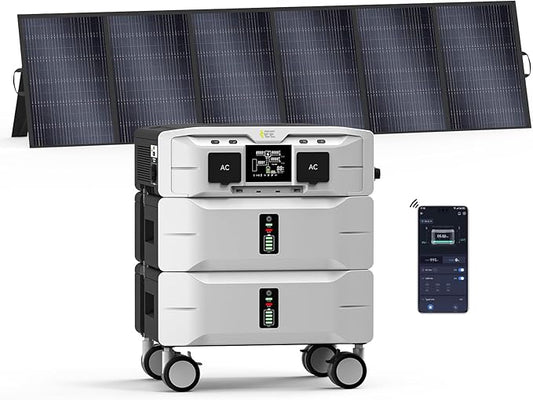 IEE 5120Wh Portable Power Station SP5000 with 500W Solar Panel, 120/240V 5000W(Peak 9000W) AC Output Solar Generator, Expandable Capacity, LFP Battery Generator for Home Use, Power Outages, RVs