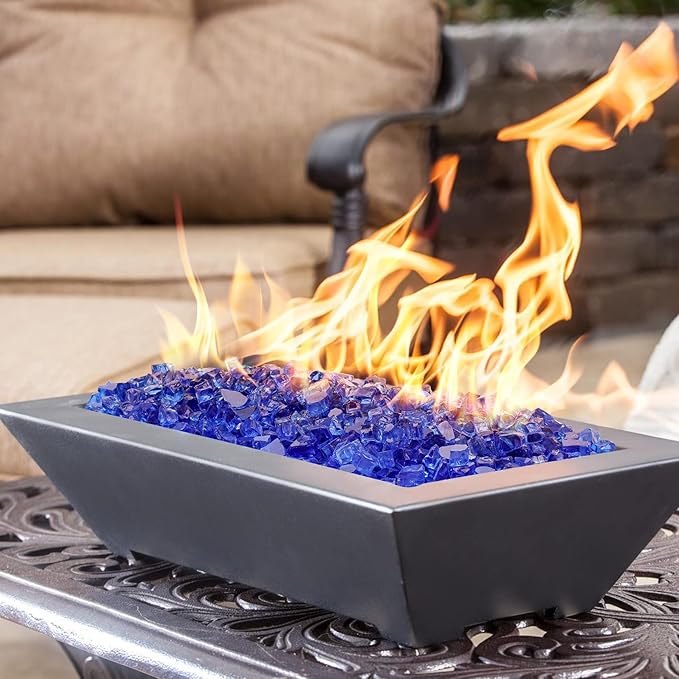 Onlyfire 10 lbs Fire Glass for Propane Fire Pit, 1/4-Inch High Luster Fireplace Glass Rocks for Fire Pit Table, Cobalt Blue