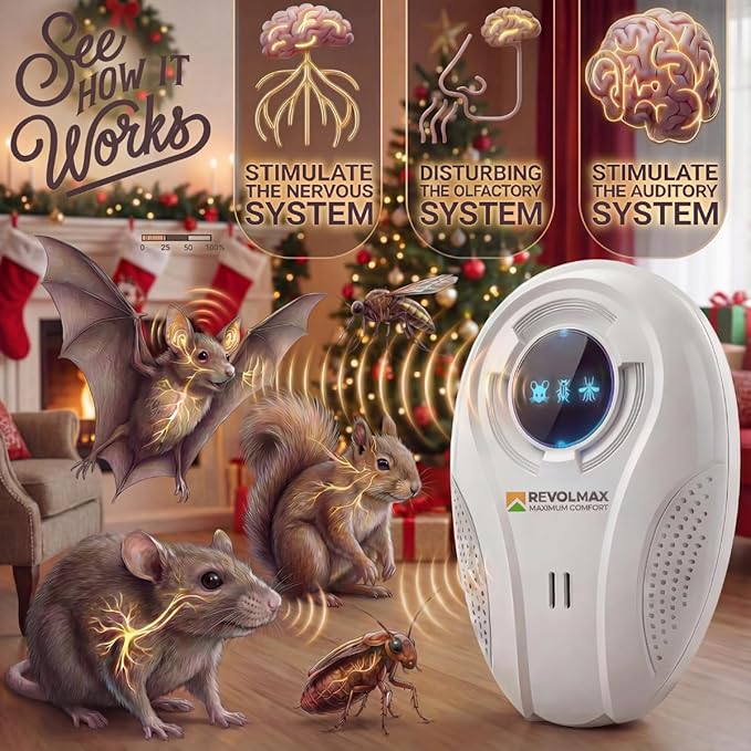 T-27, Ultrasonic Pest Control Repeller - Electronic & Ultrasound, Indoor Plug-in Repellent - Get rid of - Rodents, Mice, Squirrels, Bats, Insects, Bed Bugs, Ants, Fleas, Spiders, Roaches (2 Pack)
