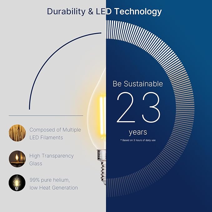 FLSNT Candelabra LED Light Bulbs, CA11 LED E12 Chandelier Light Bulbs 100W Equivalent, 2700K Soft White, 800LM, 5.5W, CRI82+, AC 120V, 12 Pack, Dimmable UL,CA65 Listed.