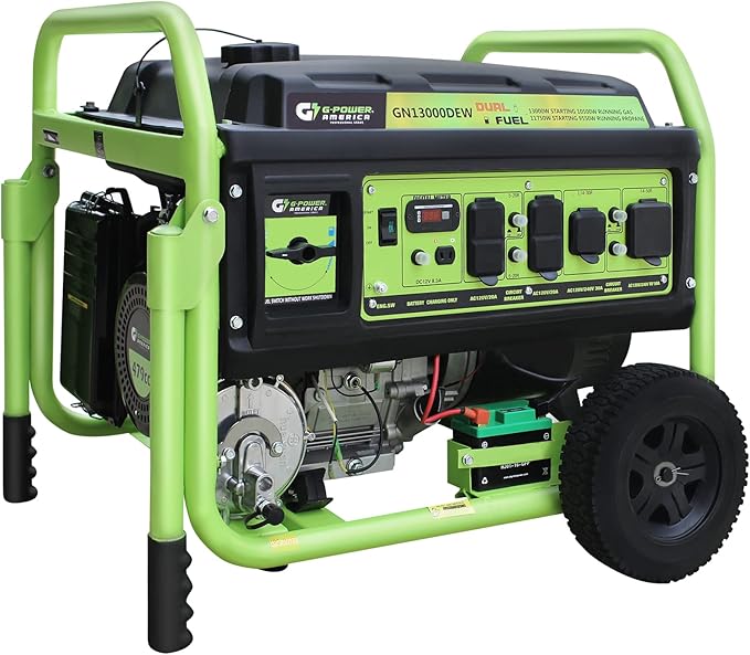 Green-Power America 13000 Watt Dual Fuel Portable Generator,Gas or Propane Powered,Electric Start,Home Back Up & RV Ready