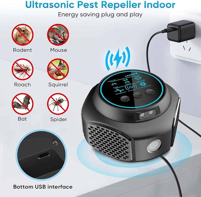 Ultrasonic Pest Repellent Plug in, Mice Repellent Indoor Ultrasonic Pest Repeller, 360° Ultrasonic Repellent for Mouse, Rodent, Squirrel, Roach, Ant, Pest Control for Home, Warehouse, Hotel
