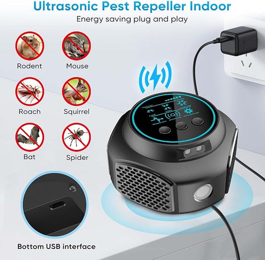 Ultrasonic Pest Repellent Plug in, Mice Repellent Indoor Ultrasonic Pest Repeller, 360° Ultrasonic Repellent for Mouse, Rodent, Squirrel, Roach, Ant, Pest Control for Home, Warehouse, Hotel