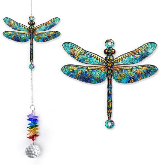 GIFTELIX Christmas Ornaments - Dragonfly Gifts - Dragonflies Decor - Christmas Birthday Gifts for Women, Men - Dragonfly Suncatcher - Remembrance Ornament - Rainbow Maker - Hanging Decor