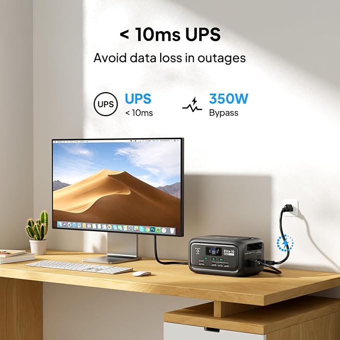 BLUETTI Elite 10 Mini Portable Power Station, 128Wh LiFePO4 Battery with 200W AC Outlet, Flight-Approved Power Bank for Travel, Fast Recharge Solar Generator for Camping & Outage Emergency Backup