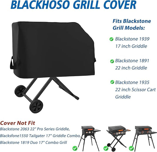 Griddle Cover for Blackstone 22” On The Go Scissor-Leg Griddle with Hood and Stand, Heavy Duty Waterproof Cover for Blackstone 1935 22inch Scissor Cart Griddle, Outdoor BBQ Grilling Cover