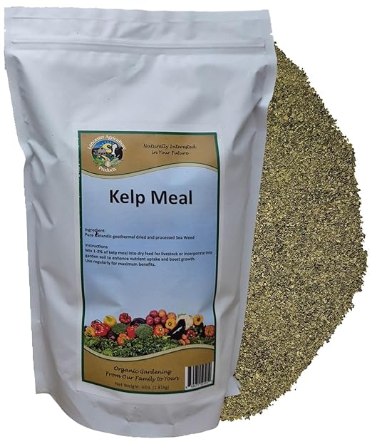 Organic Icelandic Kelp Meal Fertilizer 4 Pounds for Vegetables & Livestock, Nutrient-Rich Sustainable Fertilizer to Boost Health & Growth for Plants & Pets, Lancaster Agriculture Products