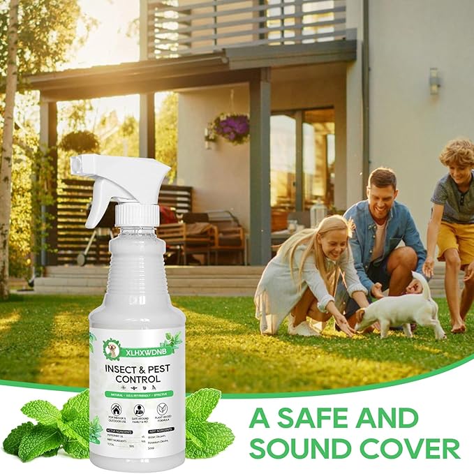 16/32oz Peppermint Spray to Repel Bugs & Insects - Natural Plant-Based Ant, Roach, Spider, Fly Repellent - Indoor/Outdoor Safe, Pet & Family Friendly Pest Control (32 Fl Oz)