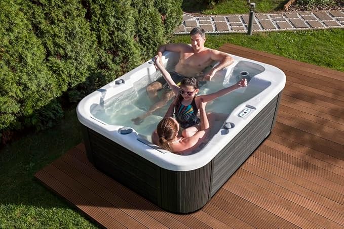 Bueno Spa Atlanta 3 - Person 37- Jet Acrylic Hot Tub in Ice White with New Arctic Max Insulation, Ozonator, and Cover in Ice White