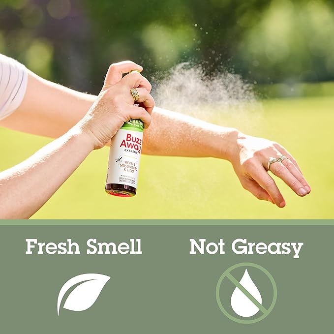 Quantum Health Buzz Away Extreme - DEET-free Insect Repellent, Essential Oil Bug Spray - Small Children and Up, Travel Friendly, 8 Fl Oz, multicolor (00073184)