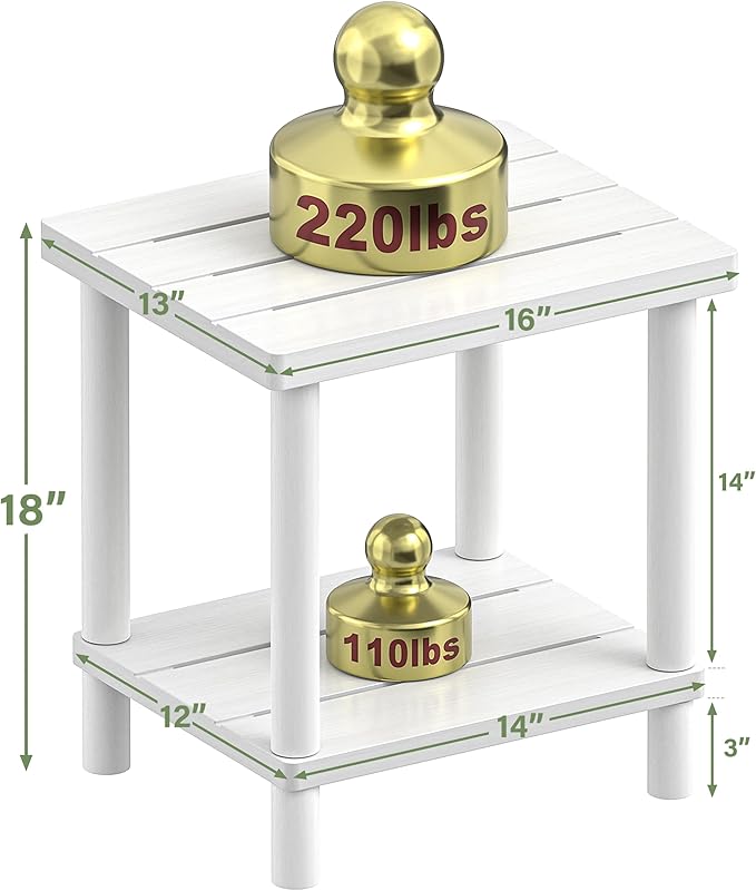 LEJANEOYE Outdoor Side Table, 2-Tier Small Outdoor Table for Patio, Adirondack Side Tables for Outside or Indoor, Bamboo End Table for Pool, Porch, Weather Resistant Easy Maintenance