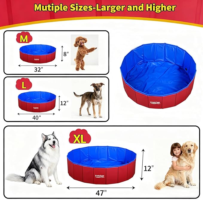 Foldable Pet Pool, 40" x 12" Dog Pool,Non-Slip Pet Bath Tub for Outdoor Backyard,Collapsible Dogs Swimming Pool for Pets