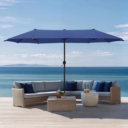 Sophia & William 13ft Outdoor Patio Umbrella for Table, Large Double-sided Umbrella for Garden, Deck, Pool, Haze Blue
