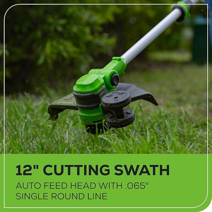 Greenworks 24V Cordless String Trimmer/Edger (Gen 2), 12" Cutting Width, Ultra-Light 6 lbs Design, with 2.0Ah Battery & Charger Included