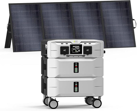 IEE SP5000 Solar Generator with 1x500W Solar Panel,120/240V Dual Voltage 5000W(Peak 9000W) 5120Wh LFP Battery Power Station,Fast Charging APP Control for Home Use,Emergencies,RVs.