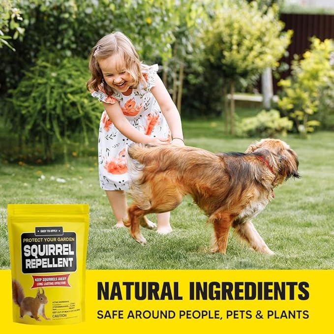Squirrel Repellent Outdoor, Chipmunk & Squirrel Repellent, Keep Squirrels Away from Garden, Attic, Yard, Garage and Bird Feeder, 3 Months Protection, Safe Around Kids, Pets & Plants - 8P