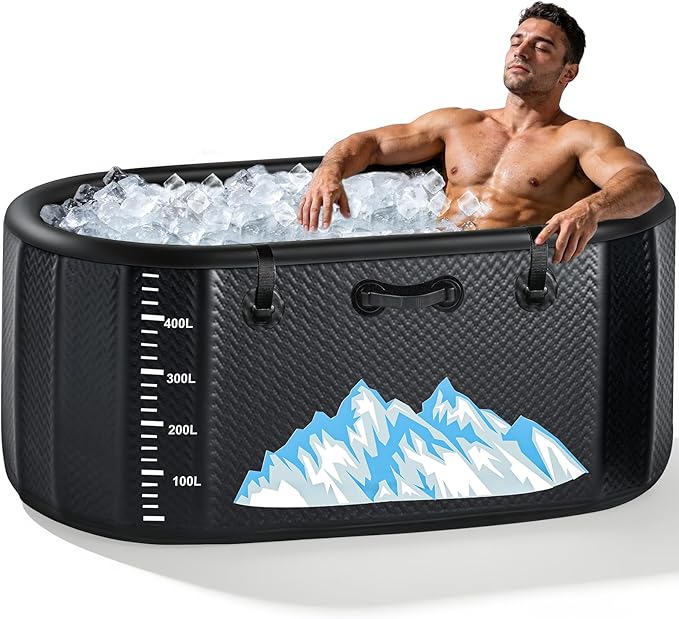 Cold Plunge Tub, 142 Gallon, 1 Horsepower, Heavy-Duty Ice Bath Tub for Athletes with Hot & Cold, Portable Inflatable Plunge Chiller with Water Treatment Kit, Immersion Therapy, WiFi (Black, Only Tub)