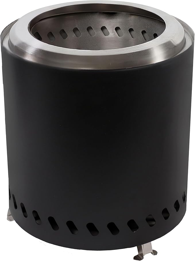 Sunnydaze Tabletop Smokeless Fire Pit with Foldable Legs, Storage Bag, and Poker - Pellet or Wood Burning Portable Fire Pit for Camping- 9.75-Inch H - Black