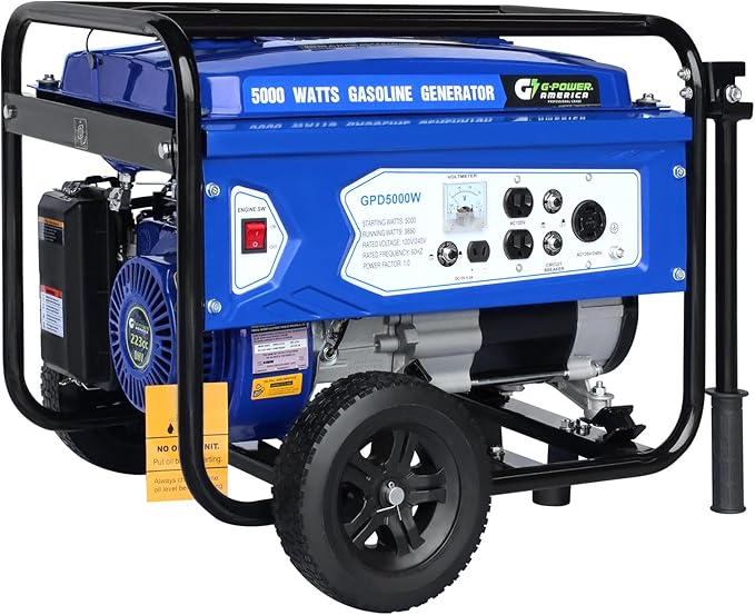 Green-Power America Gasoline Generator GPD5000W, Green/Black