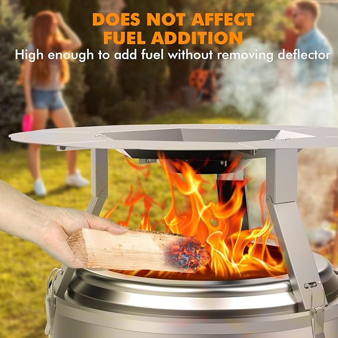 Dirza Heat Deflector Compatible with Solo Stove Yukon and Other 27" Fire Pit -Foldable Legs for Space-Saving Storage,Locking Ring Prevents Dropping,Accessories for Fire Pit, 304 Stainless Steel
