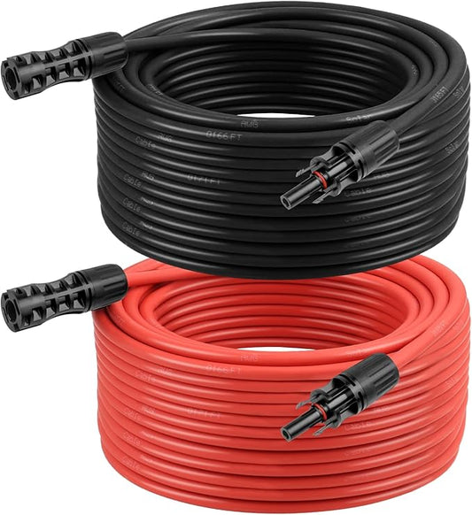 8 AWG Solar Extension Cable 100FT Black + 100FT Red, 8 Gauge Solar Panel Wire Male to Female Tinned Copper Wire for Solar Panel, Automotive, RV, Boat, Outdoors
