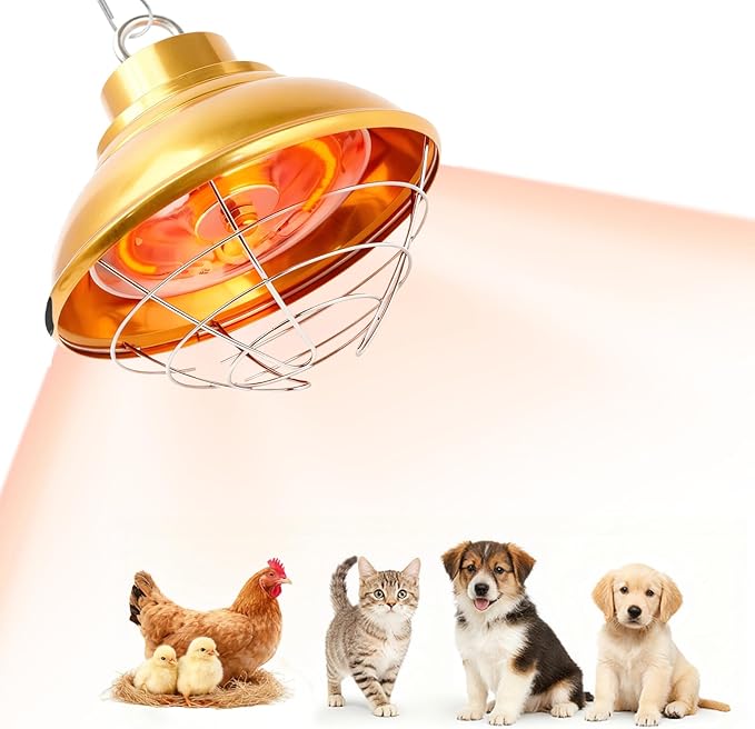 Chicken Heat Lamp 350W,Chicken Coop Heater with Carbon Fiber Bulb,Winter Hanging Heat Lamp for Chicks Brooder,Two-Temperature Adjustable (175/350W) for Puppy,Kitten and Poultry
