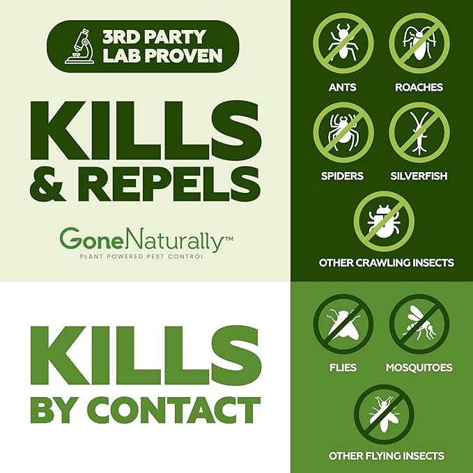 Pest Control & Bug Spray for Home – Kills & Repels Ants, Roaches, Spiders, Flies, Mosquitoes, Silverfish & More – Safe for Kids & Pets – Indoor & Outdoor Use (Lemongrass Scent, 16oz)