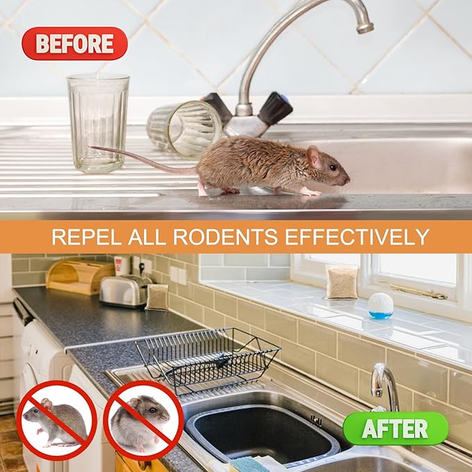 Mouse Repellent Pouches,12 Pack Natural Rodent Repellent for Indoor Use - Keeping Mice Out of Home, Car, Garage & Attic, Safe for Humans and Pets