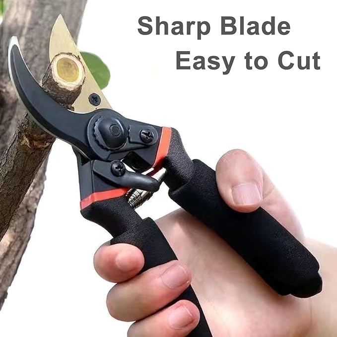 8.5-Inch Bypass Pruning Shears with SK5 High Carbon Steel Blade, Garden Secateurs with Safety Lock, Garden Plant Clippers, Gardening Scissors with Soft Cushion
