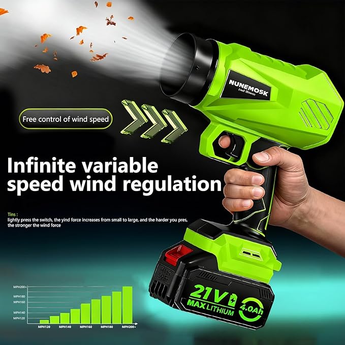 Leaf Blower Cordless with Battery and Charger, 1000,000RPM Mini Leaf Blower, Fast Charger & Extended Nozzle Design, Handheld Lightweight Blowers for Lawn Care,Patio Cleaning,Car,Leaves,Dust (Green)