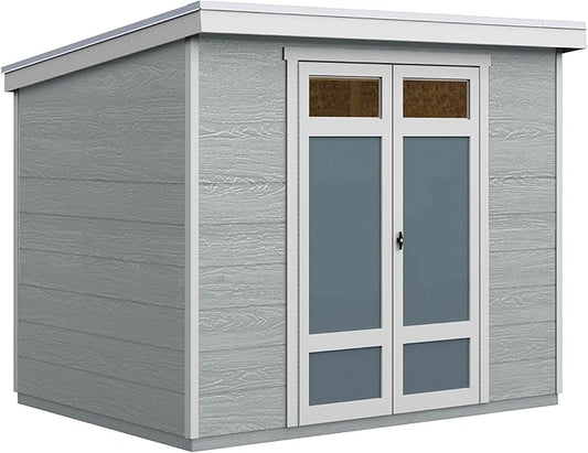 Handy Home Products Highland 8x6 Modern Wooden Storage Shed with Floor Kit and Palram roof- Does not Include Paint