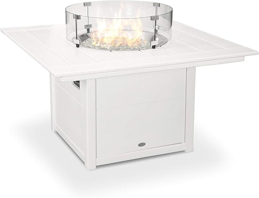 POLYWOOD® Square 42" Fire Pit Table (White)