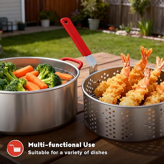 Megamaster 10.5QT Aluminum Fish Fryer Pot Kit, Outdoor 50,000 BTU Propane Deep Fryer with 5 PSI Regulator, 5" Thermometer, Ideal for Chicken Wings, Seafood, French Fries - 840-45012