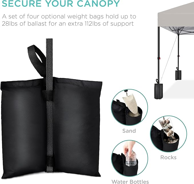 Best Choice Products 8x8ft 1-Person Setup Pop Up Canopy Tent Instant Portable Shelter w/ 1-Button Push, Case, 4 Weight Bags - Light Gray