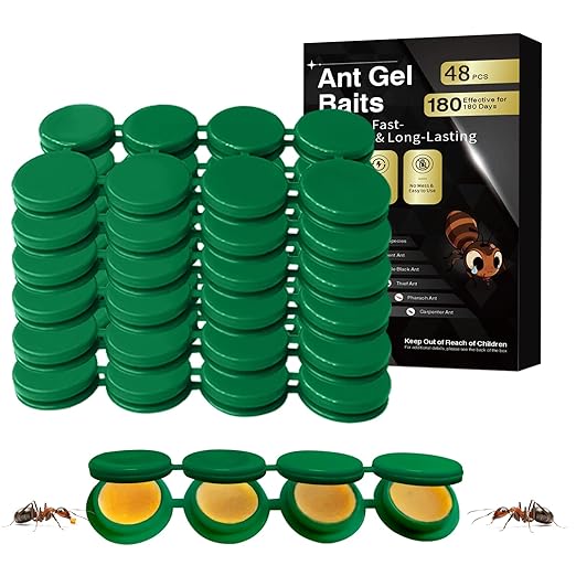 48 Pack Ant Killer Gel Bait, Long Lasting Indoor & Outdoor Ants Bait for Effective Ant Control, Safe & Easy to Use Pest Control for All Common Household Ants, Mess-Free Gel Stations