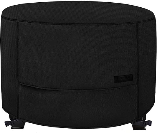 NettyPro Fire Pit Cover Round Waterproof Outdoor Firepit Cover for Gas Propane Fire Pit Table, 40 x 20 inch, Black