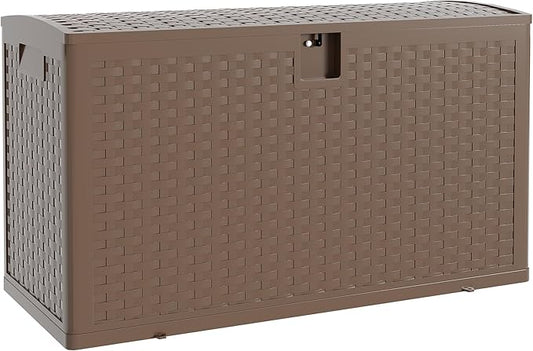 99 Gallon Outdoor Storage Box, Lockable Resin Deck Box Indoor and Outdoor Use, Waterproof Patio Deck Storage Box For Package Delivery, Furniture Cushions, Garden Tools, Pool Accessories